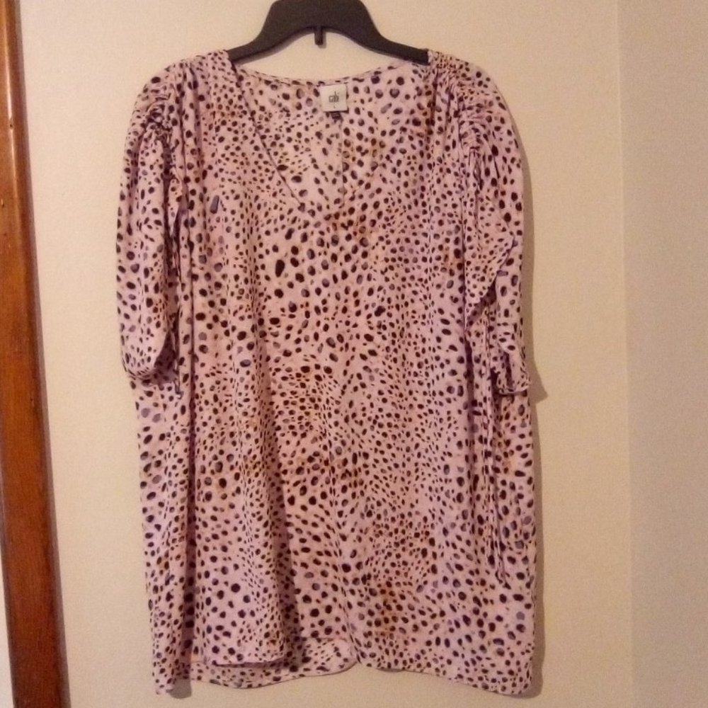 Cabi #5980 Seaside Pink Animal Print Top Sz. L